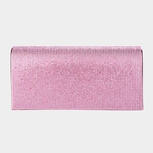 Pink Clutch Rhinestone Crystal Purse Bling Evening Crossbody Bag